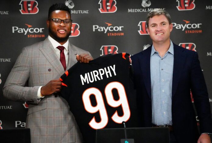 Zach Taylor introduces Myles Murphy after the 2023 NFL Draft.