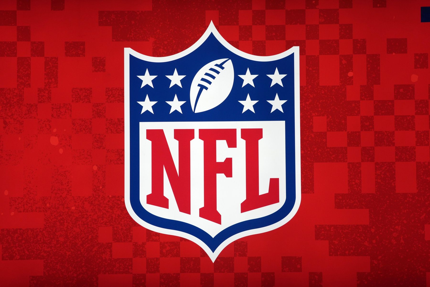 The NFL shield logo at an NFL International Series game at Tottenham Hotspur Stadium.