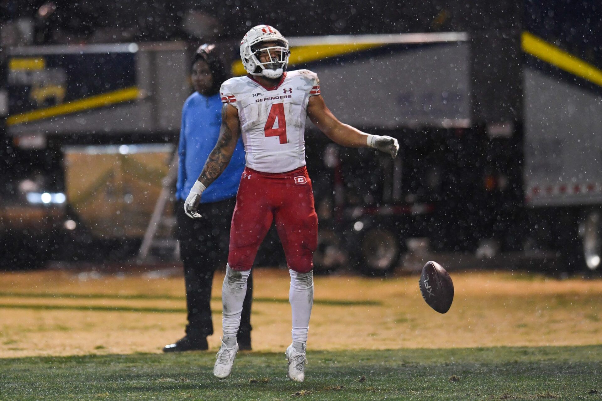 DC Defenders running back Abram Smith (4) celebrates a touchdown.
