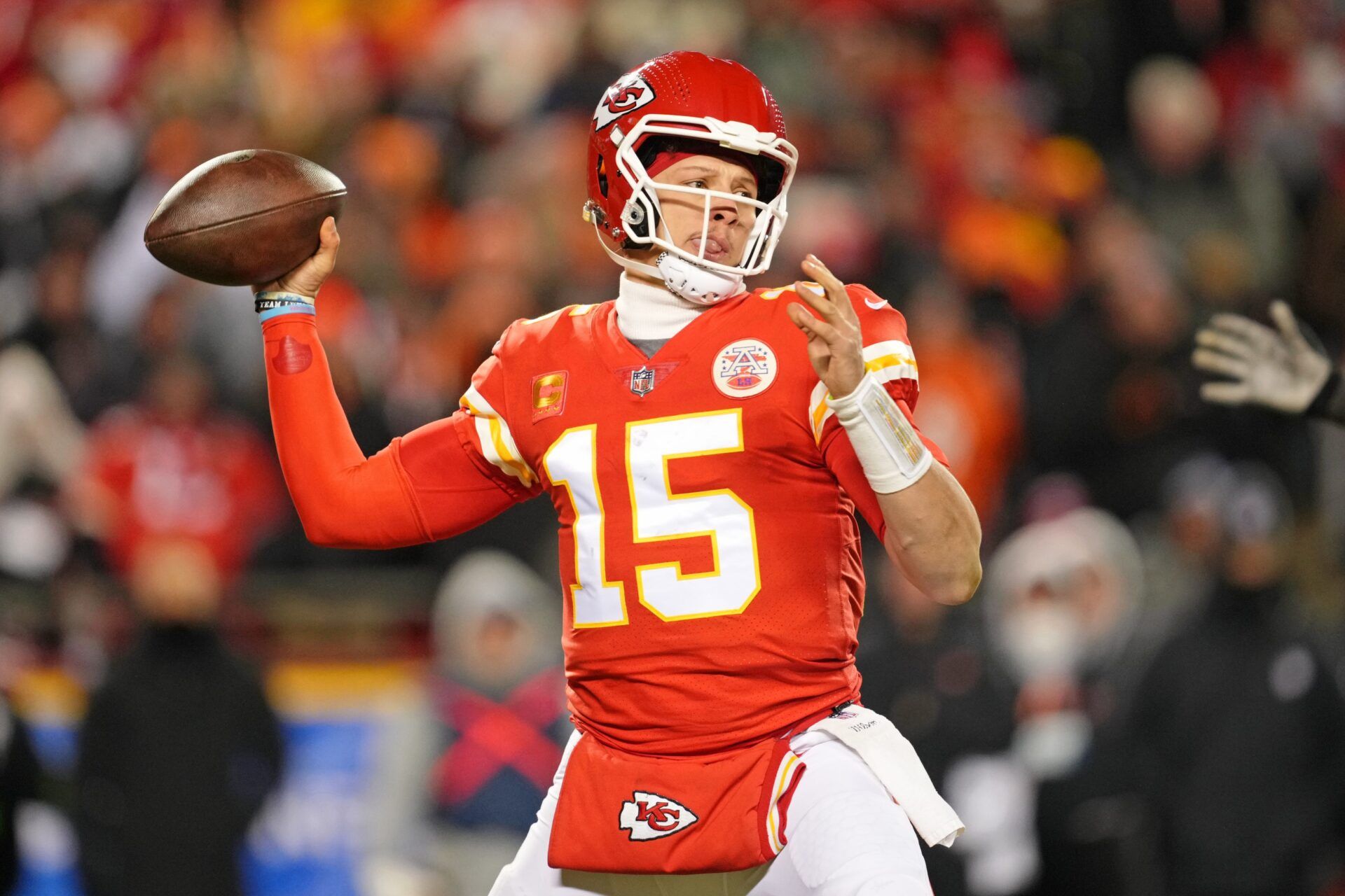 Kansas City Chiefs QB Patrick Mahomes (15) throws a pass. Can you use him in fantasy football?