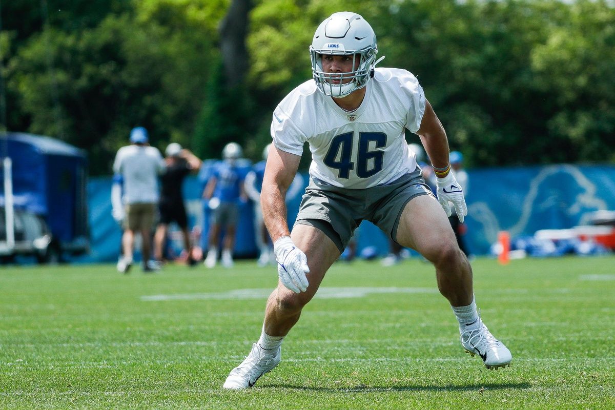Jack Campbell practices during minicamp at in Allen Park.