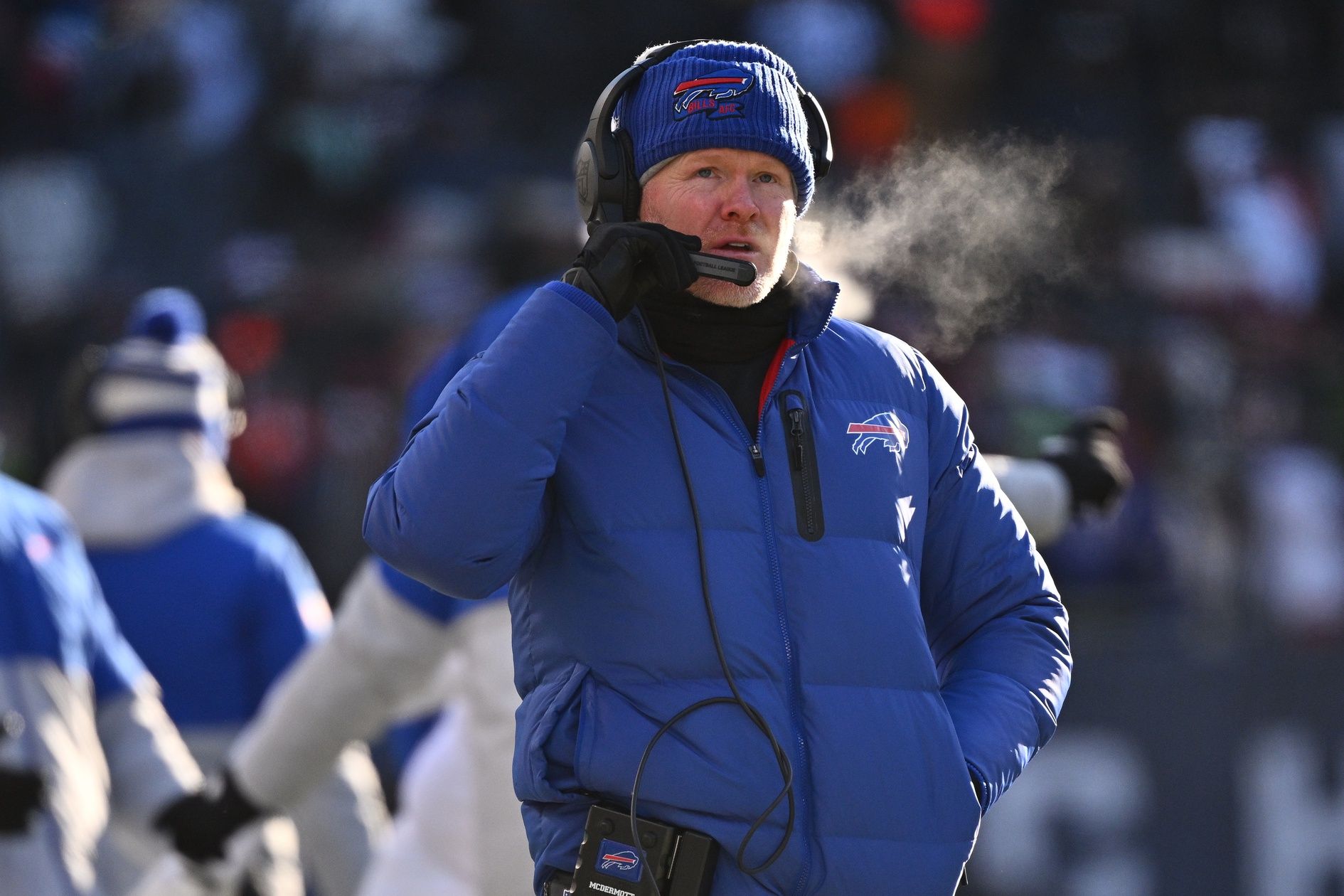 Buffalo Bills head coach Sean McDermott watching his team against the Chicago Bears.