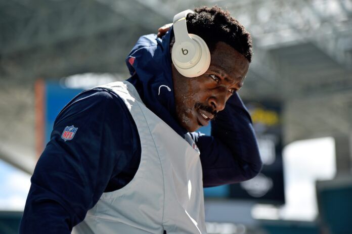 Antonio Brown pictured sweating after a run.