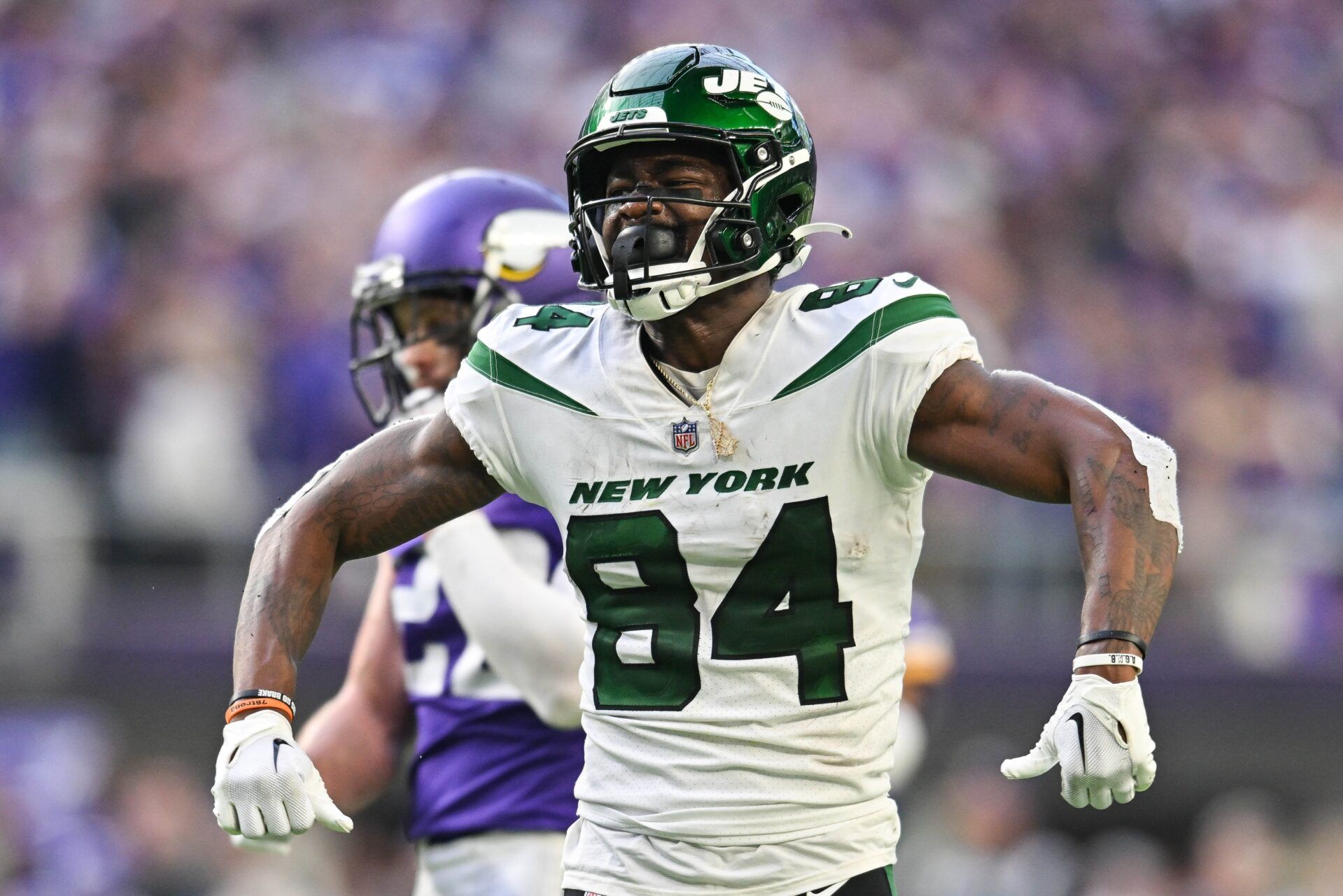 Corey Davis (84) in action during the game against the Minnesota Vikings at U.S. Bank Stadium.