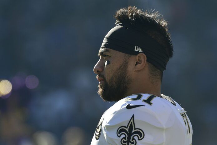 New Orleans Saints linebacker Manti Te'o (51) stays on the field.