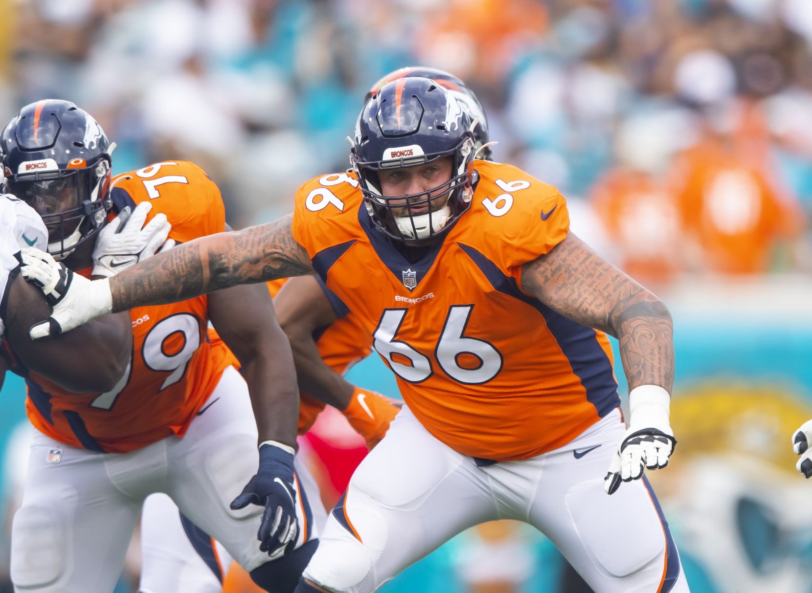 Dalton Risner (66) against the Jacksonville Jaguars at TIAA Bank