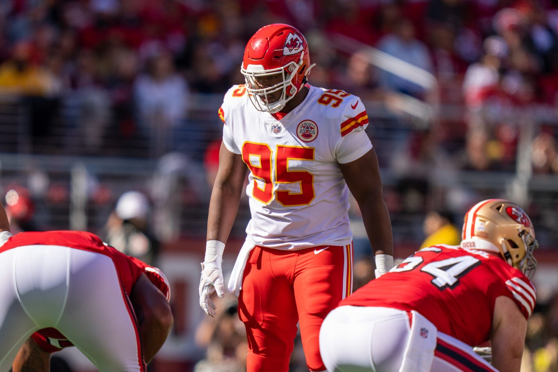 Kansas City Chiefs DT Chris Jones (95) lines up against the San Francisco 49ers.