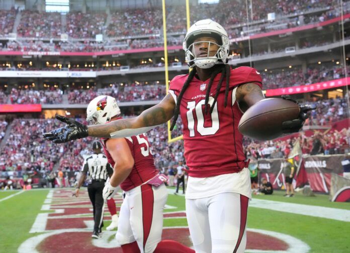 DeAndre Hopkins celebrates a touchdown.