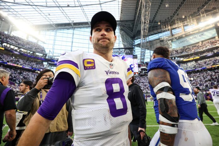 Minnesota Vikings QB Kirk Cousins (8) after a game against the New York Giants.