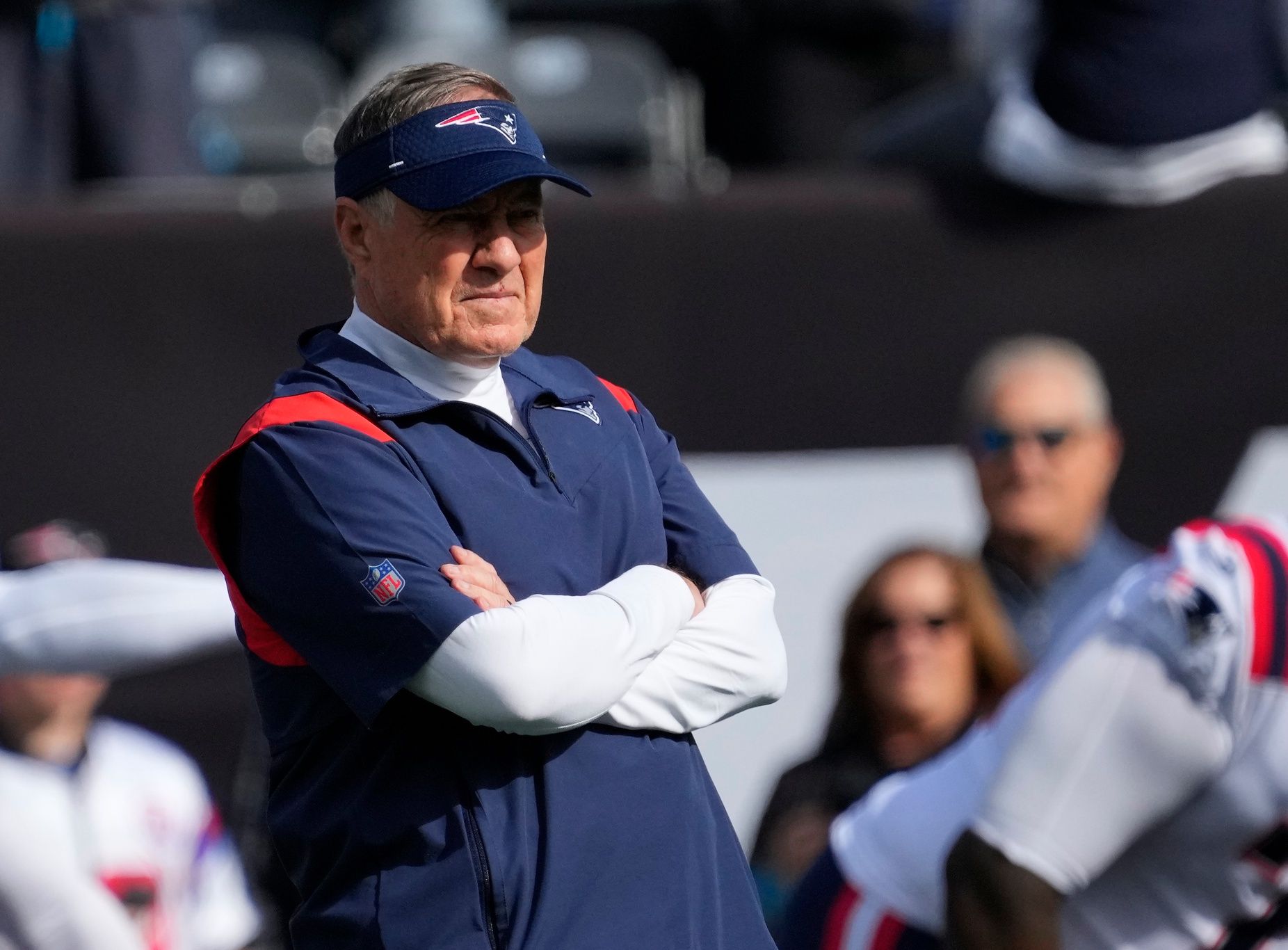 Bill Belichick before the game against the New York Jets at MetLife Stadium.