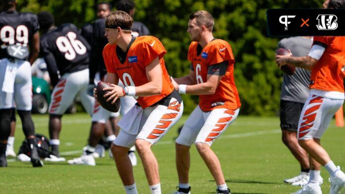 Cincinnati Bengals QB Joe Burrow (9) during practice.