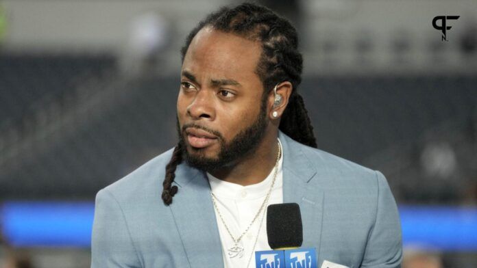 Richard Sherman on the Amazon Prime Thursday Night Football set.