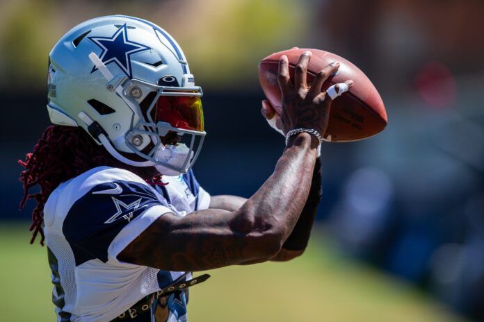 Dallas Cowboys wide receiver CeeDee Lamb (88) makes a catch during training camp at Marriott Residence Inn-River Ridge playing fields.