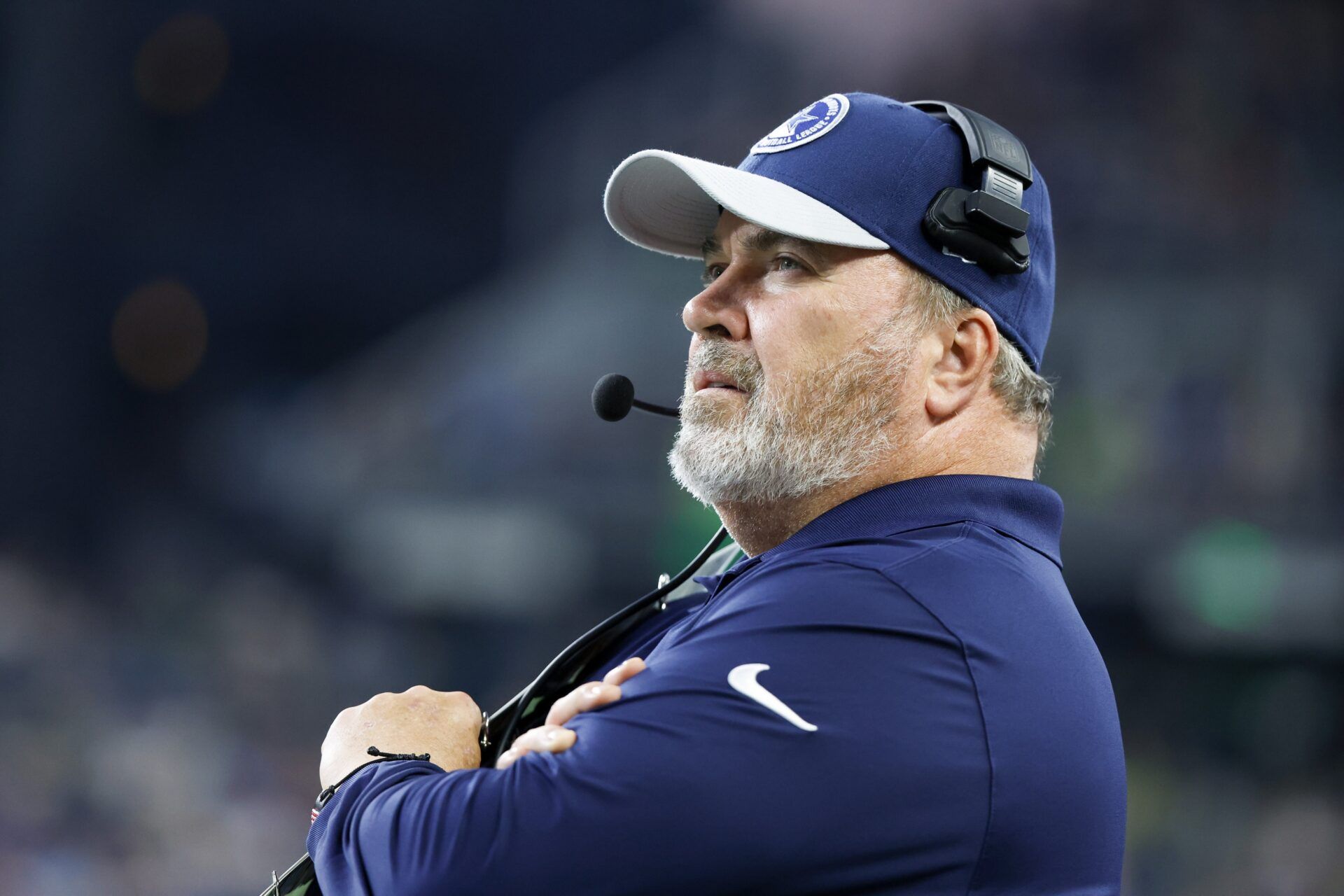 Dallas Cowboys head coach Mike McCarthy looking on during a preseason game.