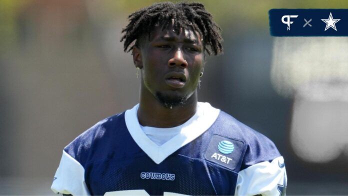 Dallas Cowboys linebacker DeMarvion Overshown (35) during training camp at the River Ridge Fields.