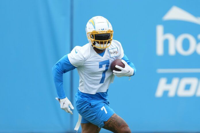 Los Angeles Chargers tight end Gerald Everett (7) during organized team activities at the Hoag Performance Center.