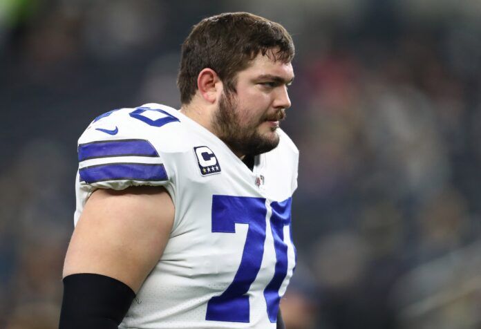 Zack Martin (70) prior to the game against the Tampa Bay Buccaneers at AT&T Stadium.