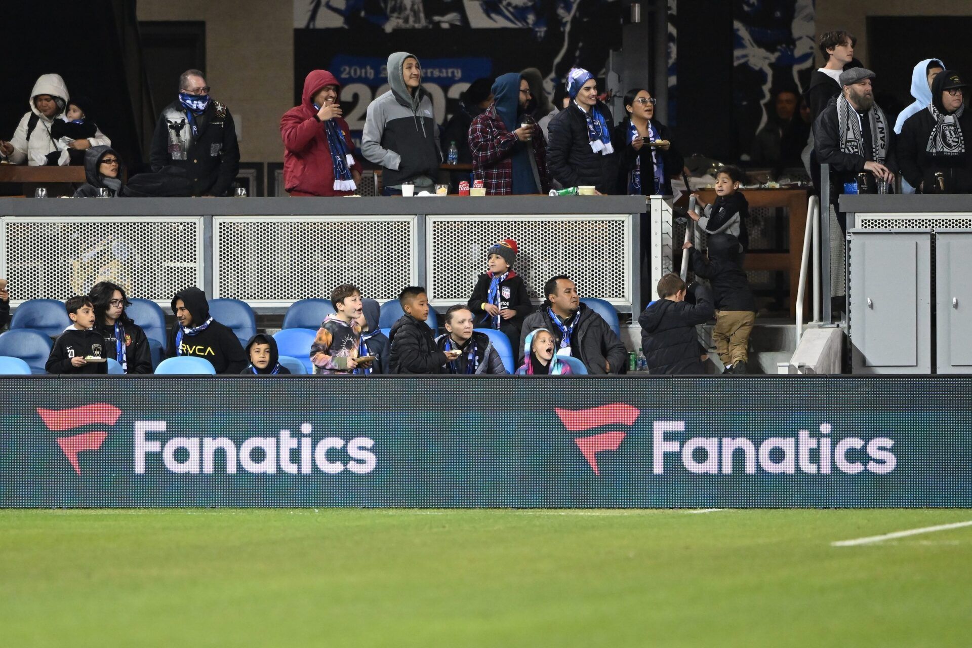 A general view of the Fanatics signage at an MLS soccer game.