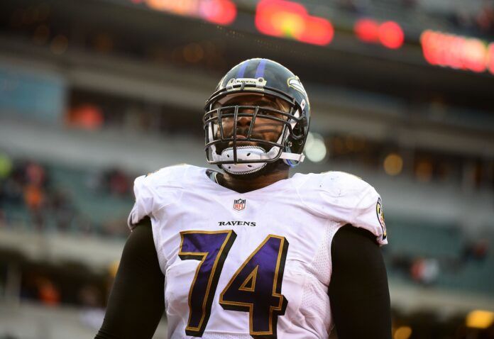 Baltimore Ravens OL Michael Oher (74) prior to a game.