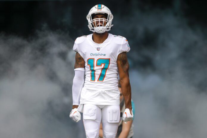 Miami Dolphins wide receiver Jaylen Waddle (17) takes the field prior to a game against the Houston Texans at Hard Rock Stadium.