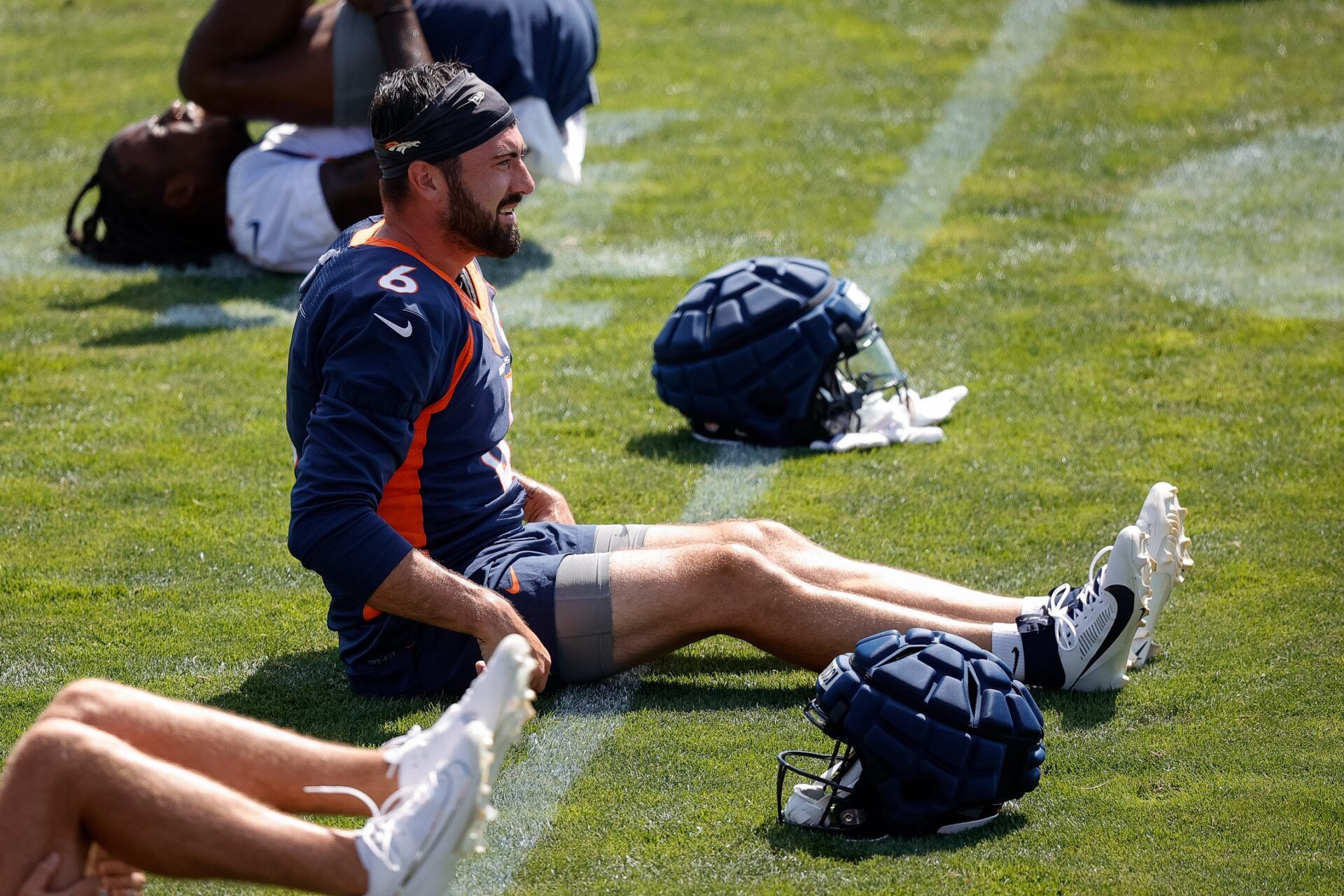 Ben DiNucci (6) during training camp at Centura Health Training Center.