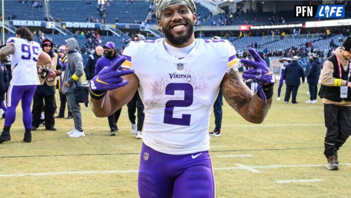 Minnesota Vikings RB Alexander Mattison (2) smiles for pictures.