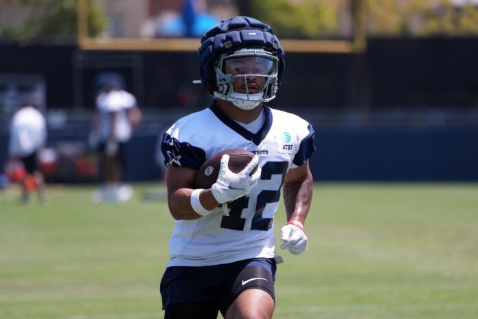 Deuce Vaughn (42) during training camp at the River Ridge Fields.