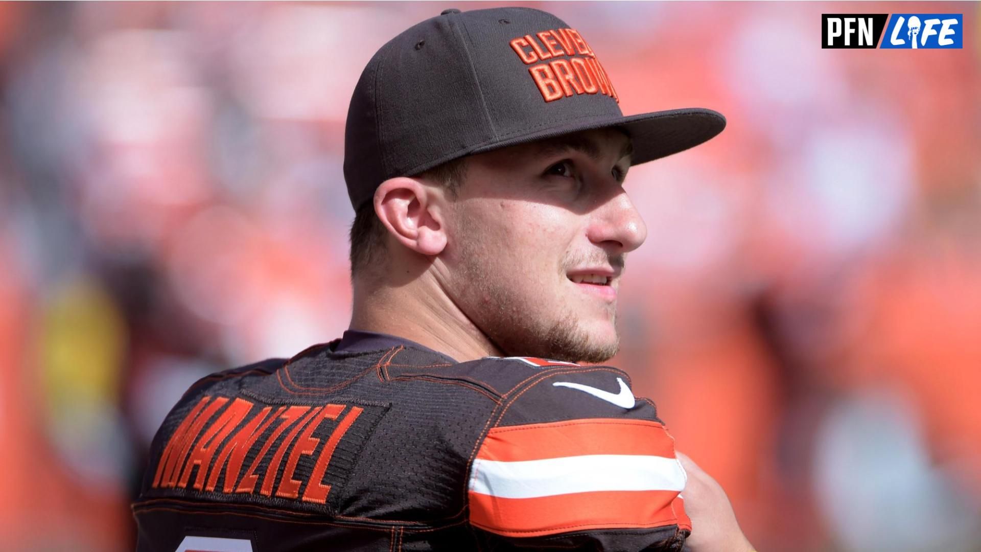 Johnny Manziel looks on during a Cleveland Browns game.