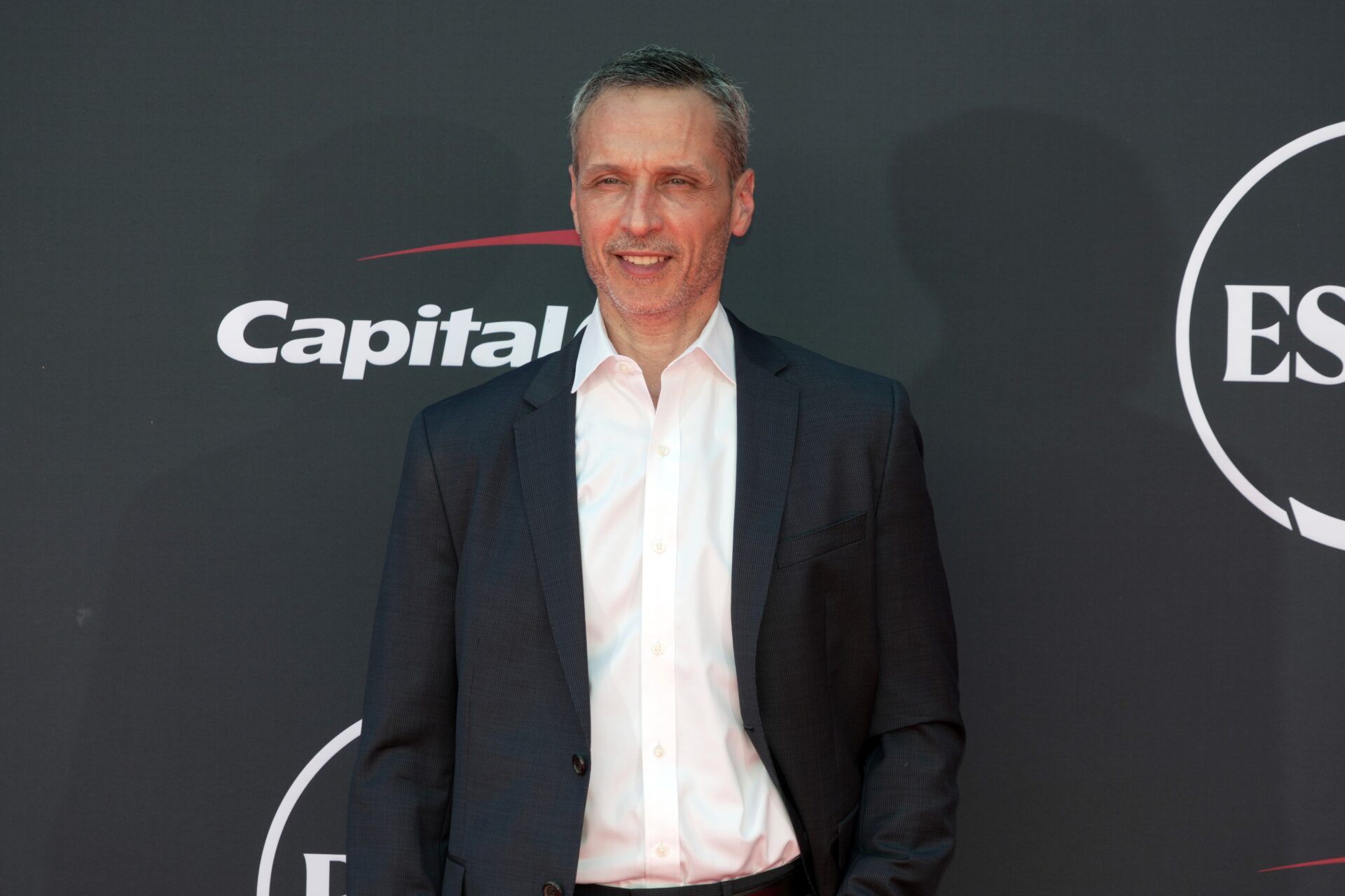 ESPN president Jimmy Pitaro arrives on the red carpet before the 2023 ESPYS at the Dolby Theatre.