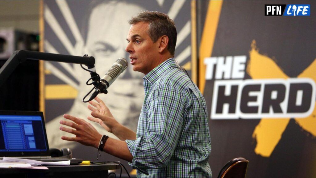 Sports radio host Colin Cowherd talking on his show "The Herd."
