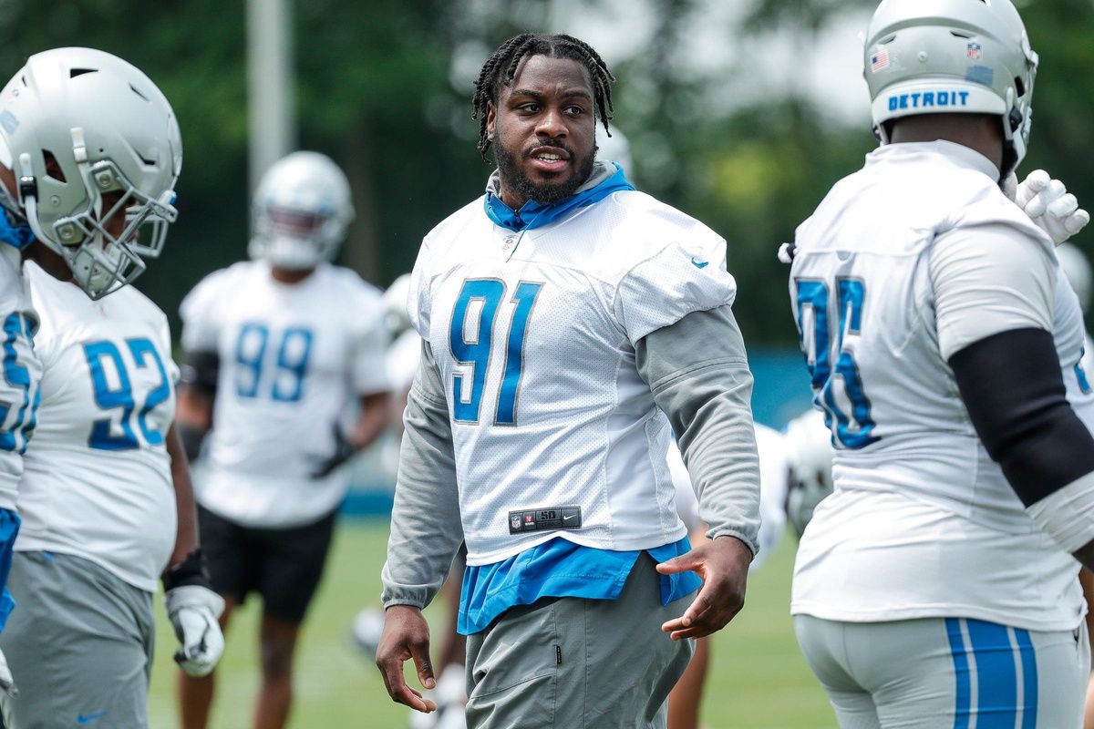 Levi Onwuzurike (91) during minicamp at Detroit Lions Headquarters and Training Facility.