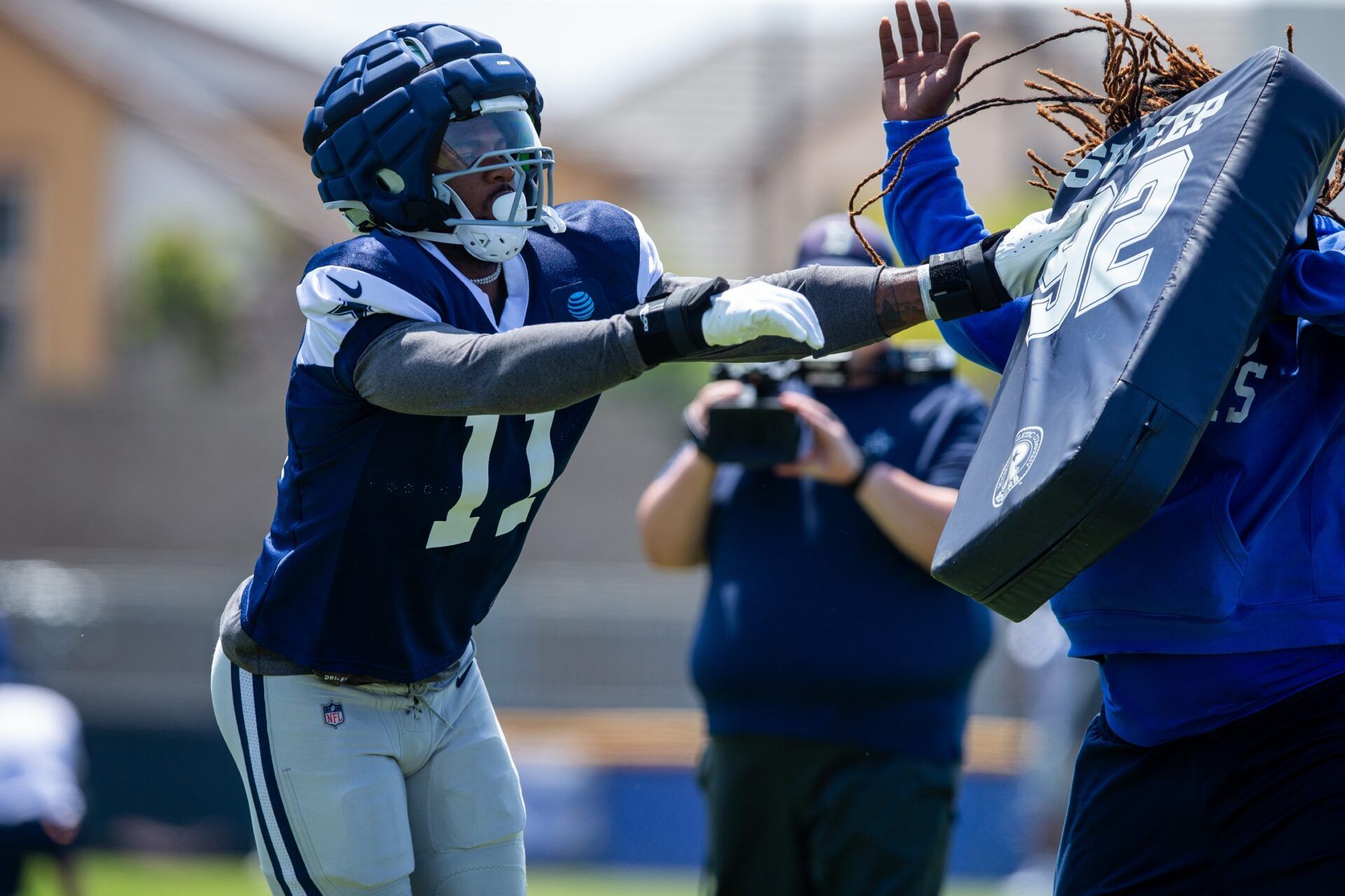 Dallas Cowboys LB Micah Parsons (11) during drills at training camp.