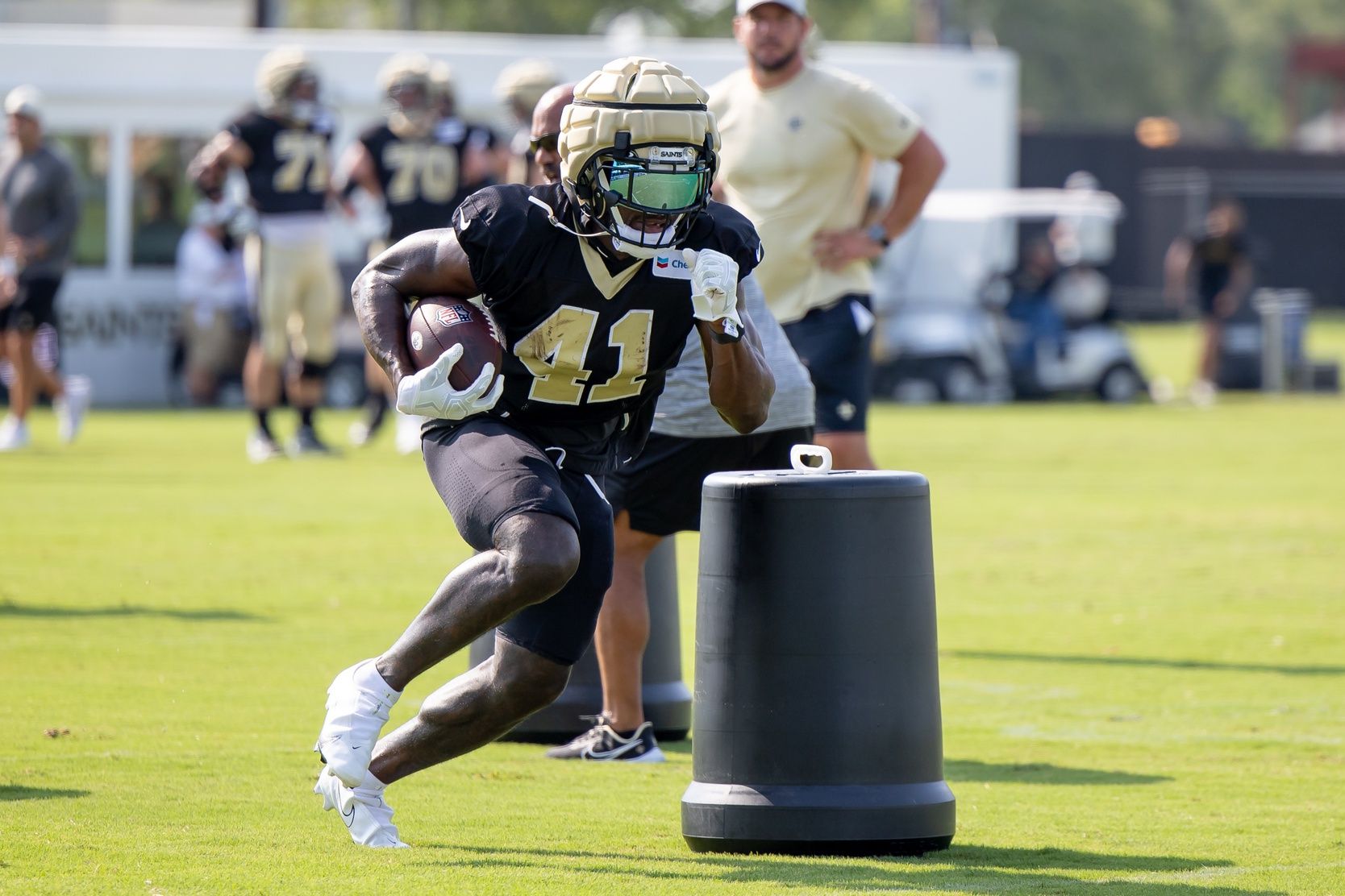 Alvin Kamara (41) at Ochsner Sports Performance Center.