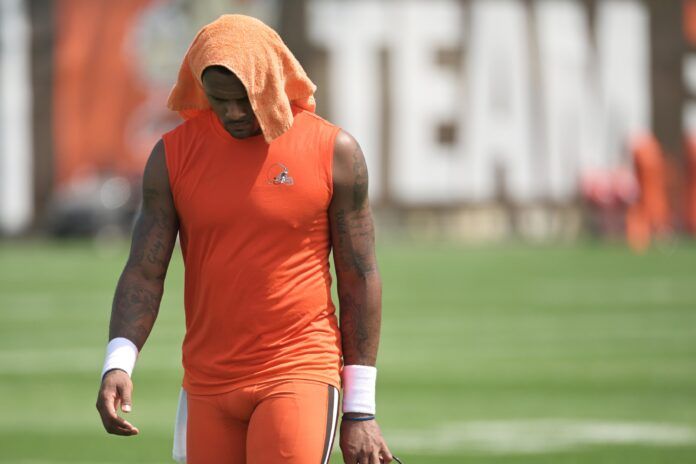 Deshaun Watson (4) walks off the field during training camp at CrossCountry Mortgage Campus.