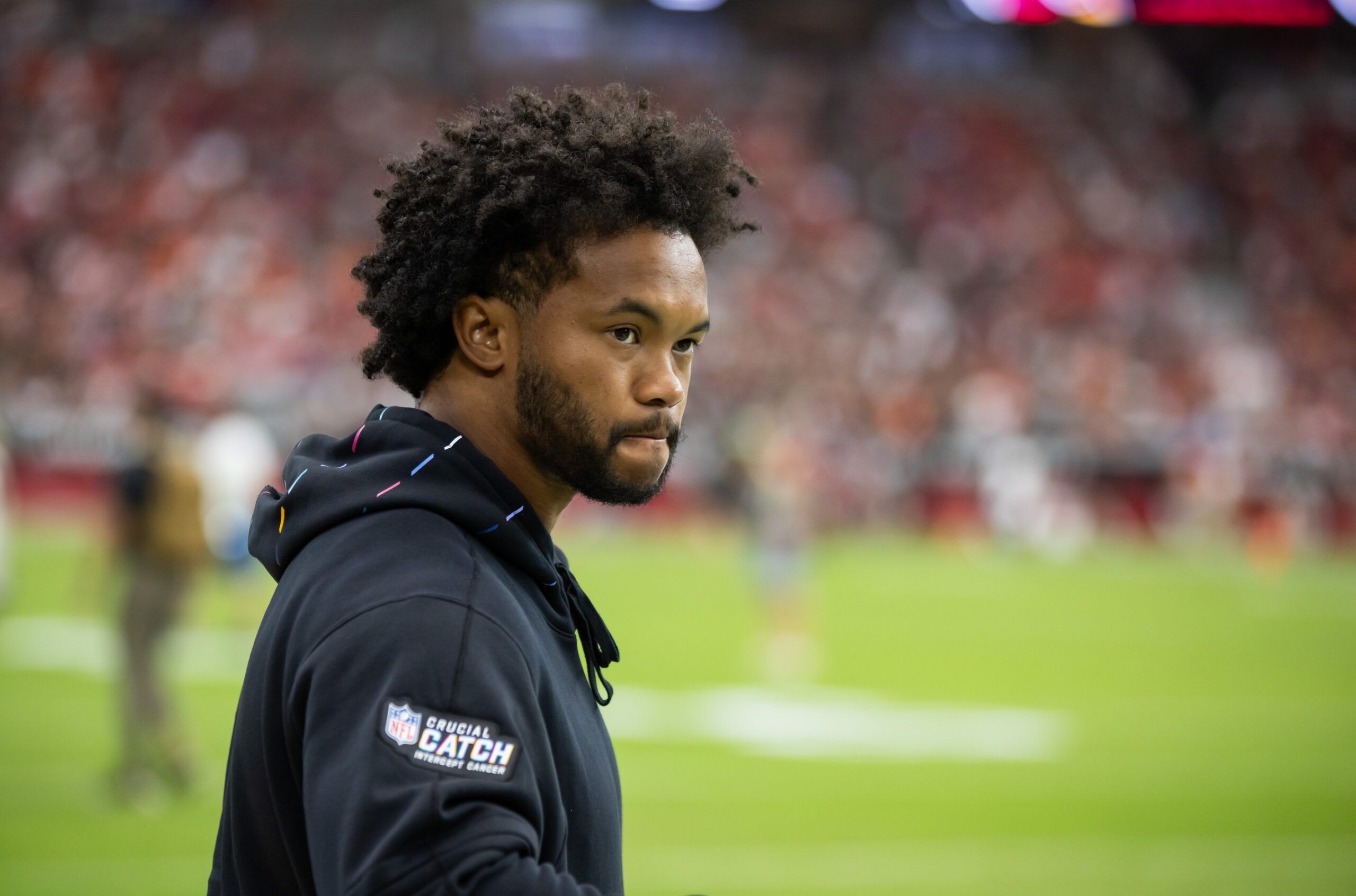 Arizona Cardinals injured quarterback Kyler Murray on the sidelines against the Cincinnati Bengals at State Farm Stadium.