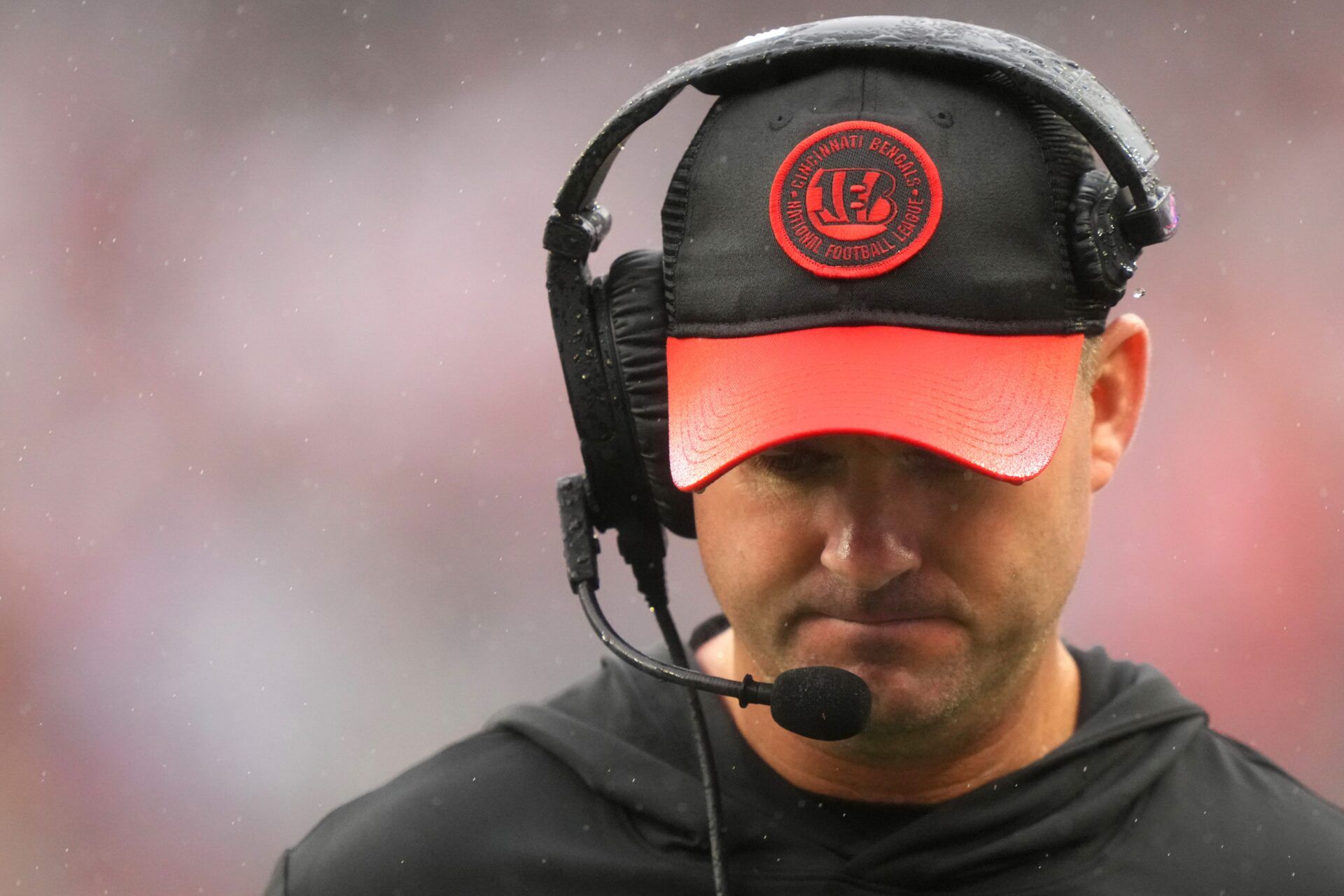 Cincinnati Bengals head coach Zac Taylor paces the sideline in the fourth quarter of an NFL football game between the Cincinnati Bengals and Cleveland Browns, Sunday, Sept. 10, 2023, at Cleveland Browns Stadium in Cleveland.