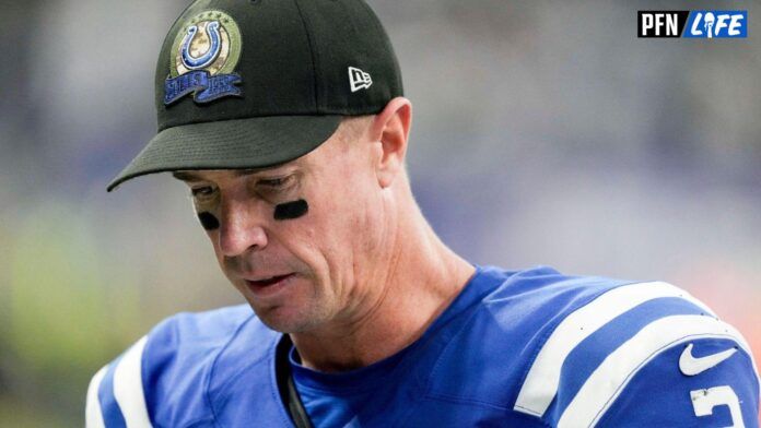 Indianapolis Colts quarterback Matt Ryan (2) walks off the field Sunday, Nov. 20, 2022, after losing a game to the Philadelphia Eagles at Lucas Oil Stadium in Indianapolis.