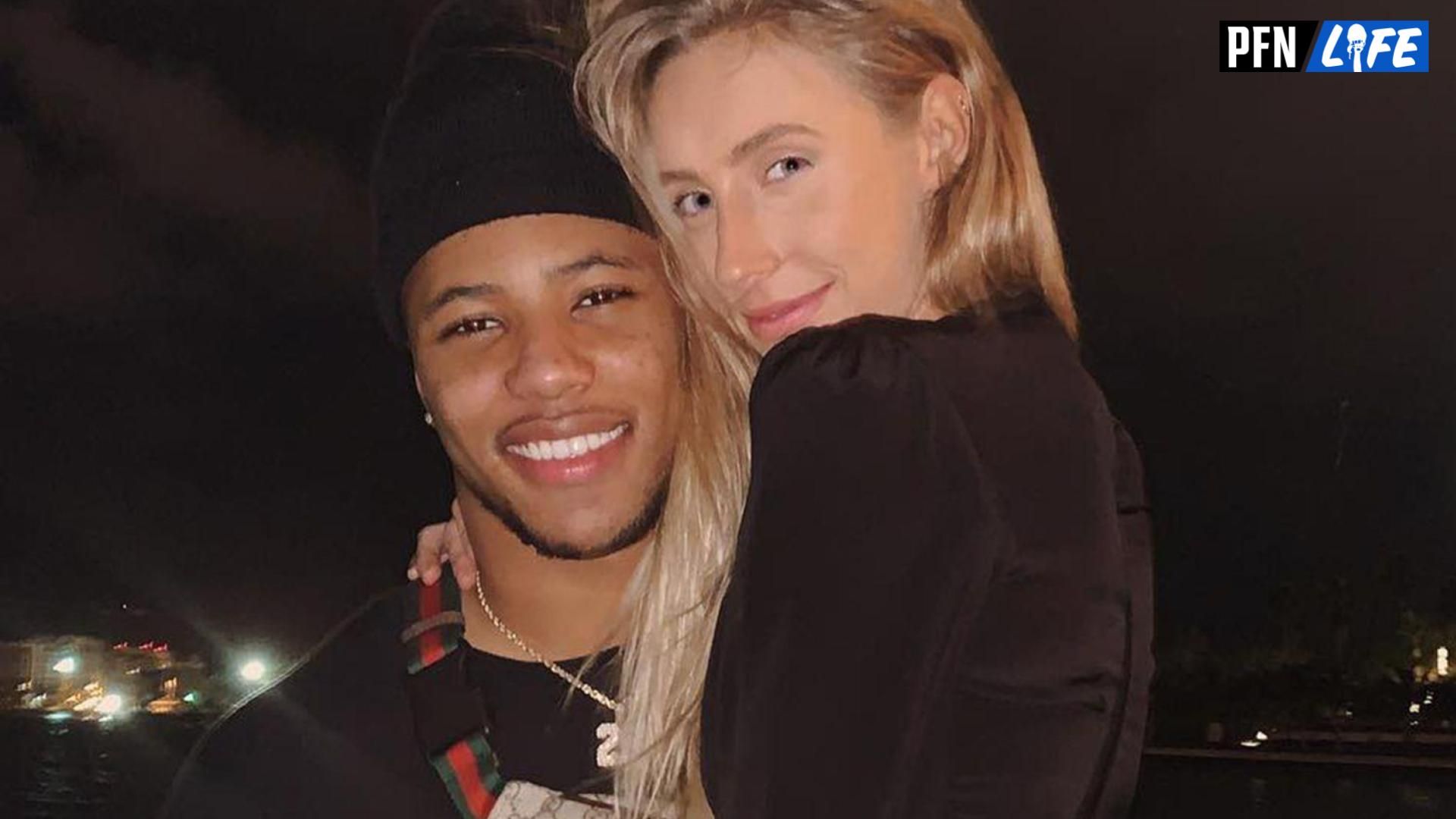 New York Giants RB Saquon Barkley and his girlfriend Anna Congdon take a picture.