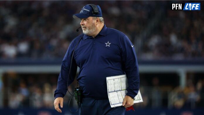 Dallas Cowboys head coach Mike McCarthy looks on during the second quarter against the Las Vegas Raiders at AT&T Stadium.