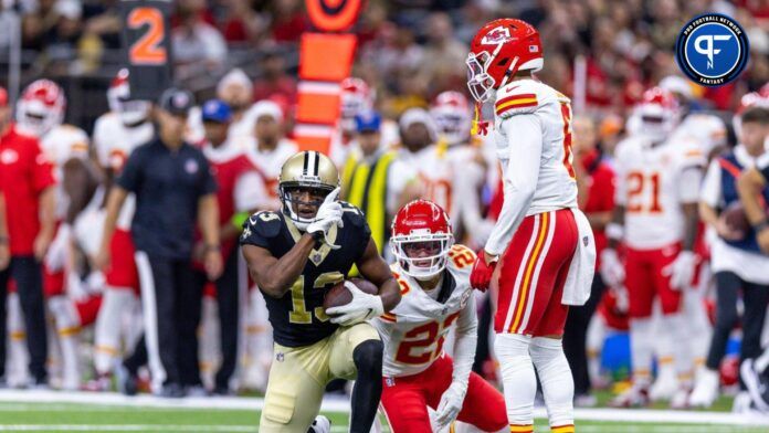 New Orleans Saints WR Michael Thomas (13) makes a catch against the Kansas City Chiefs during the preseason.