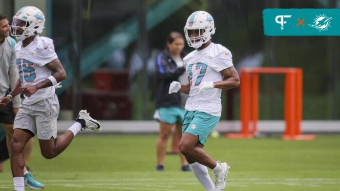 Miami Dolphins WR Jaylen Waddle (17) during training camp.