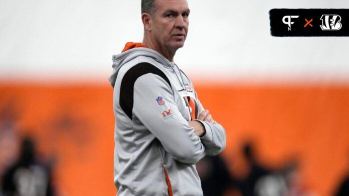 Cincinnati Bengals defensive coordinator Lou Anarumo observes during practice, Tuesday, May 16, 2023, inside the team s indoor practice facility in Cincinnati.