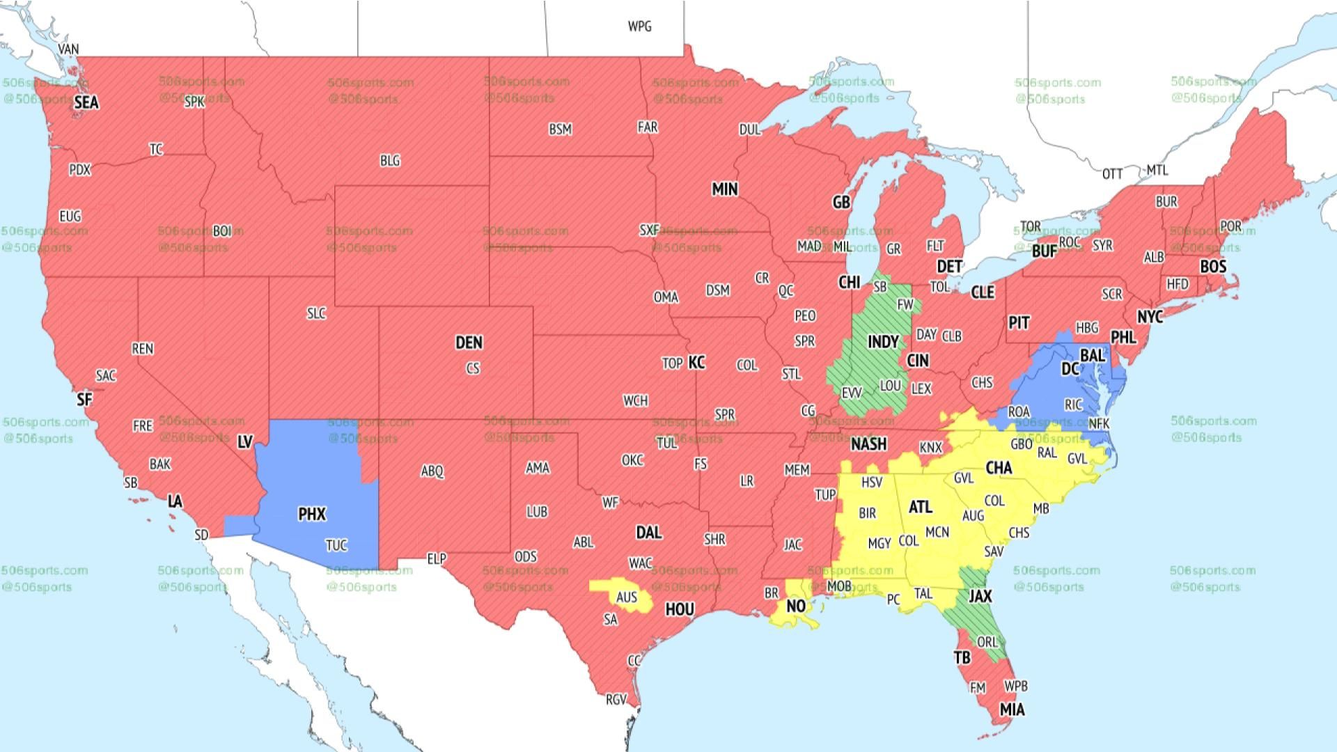 FOX Sports Coverage Map Early Sunday Week 1