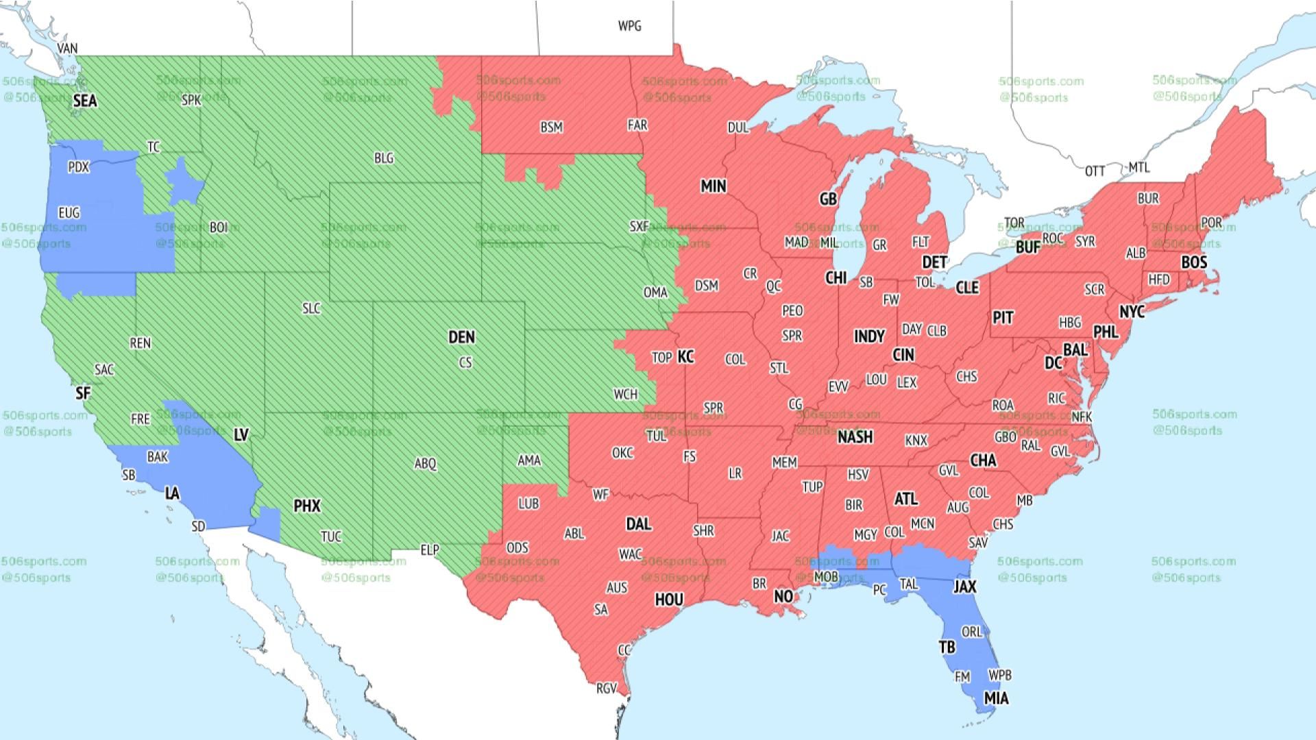 CBS Sports Coverage Map Late Sunday Week 1