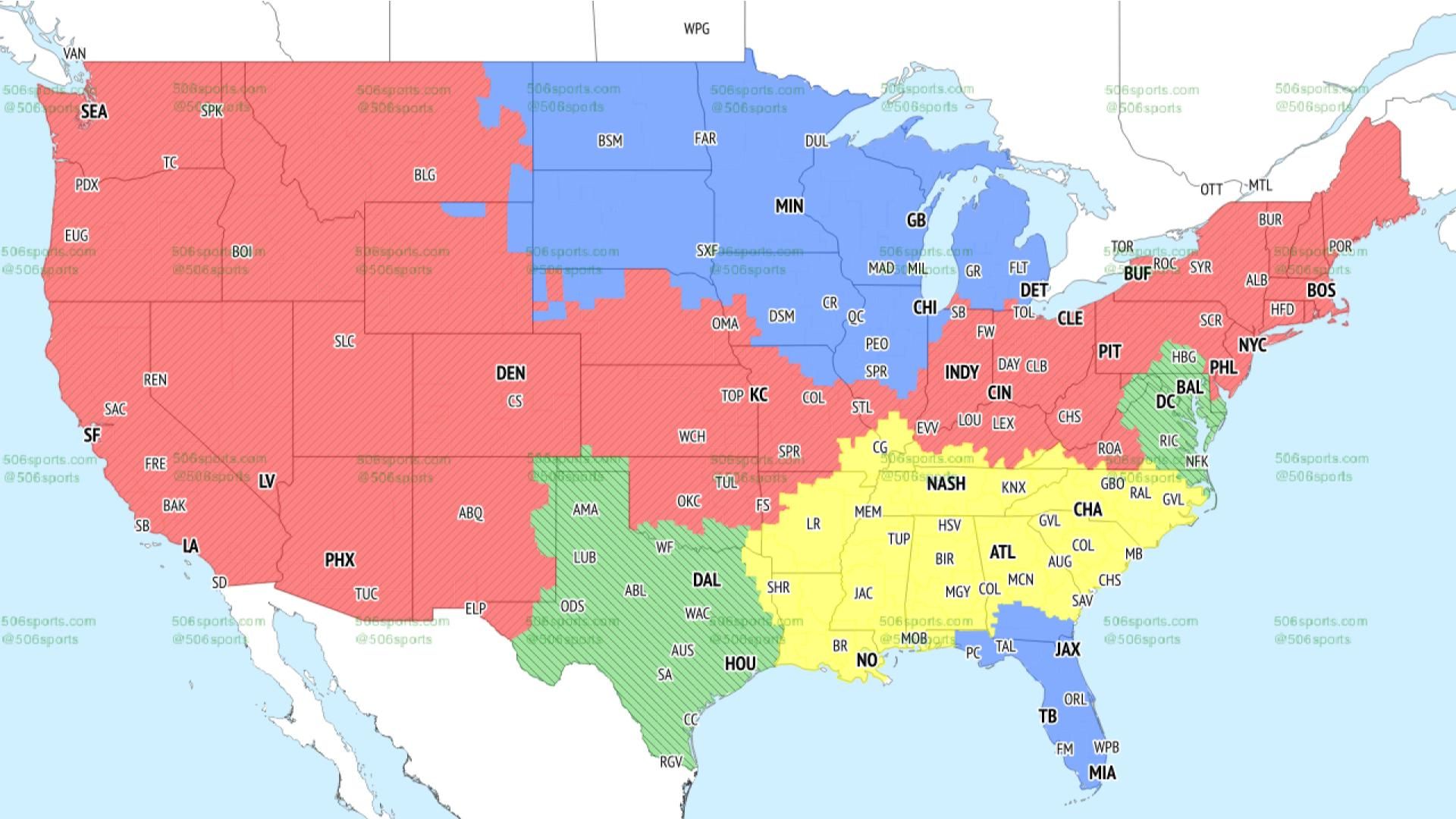 CBS Sports Early Sunday Coverage Map Week 1