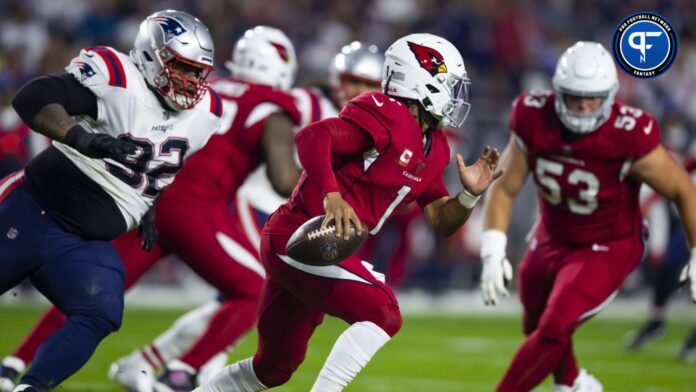 Arizona Cardinals quarterback Kyler Murray (1) against the New England Patriots at State Farm Stadium.