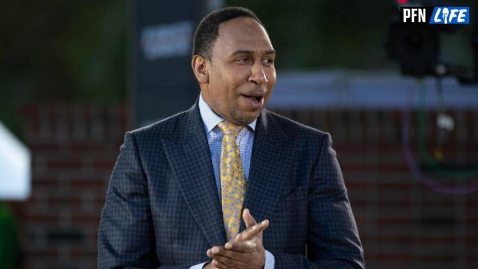 Stephen A Smith Wears a Name Tag for Shannon Sharpe - 