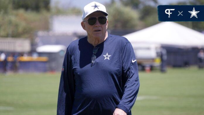 Dallas Cowboys owner Jerry Jones during training camp at Marriott Residence Inn-River Ridge Playing Fields.