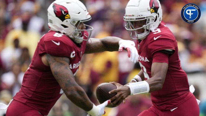 Arizona Cardinals RB James Conner takes the handoff from QB Joshua Dobbs.