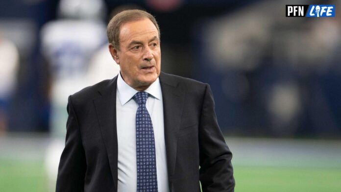 Al Michaels before the game between the Dallas Cowboys and the Arizona Cardinals at AT&T Stadium.